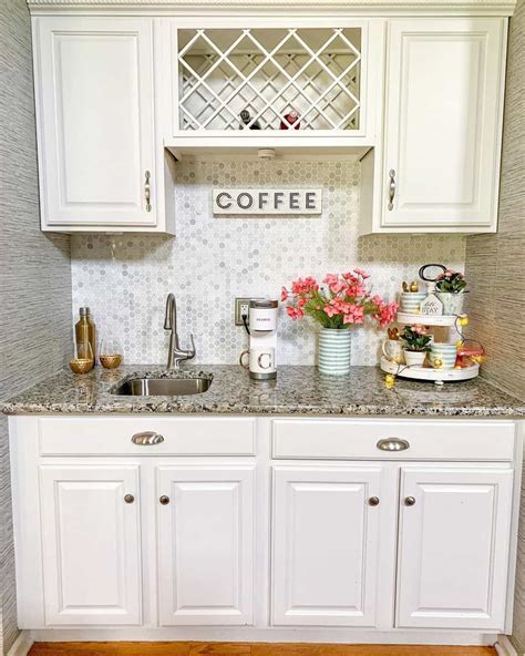 Coffee Bar with White Cabinets and Sink - Soul & Lane