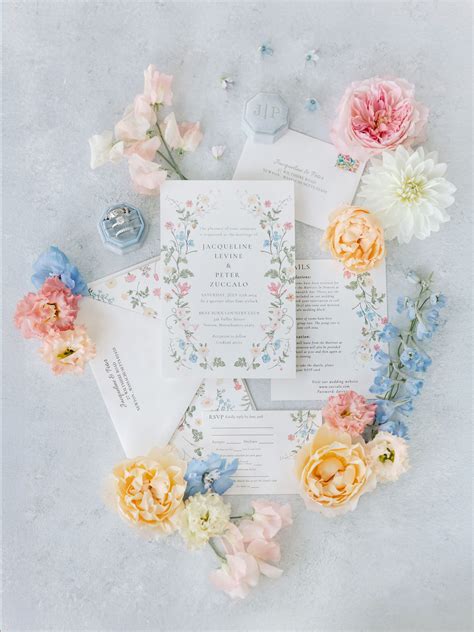 Colorful spring wedding invitation suite | Pastel wedding invitations ...