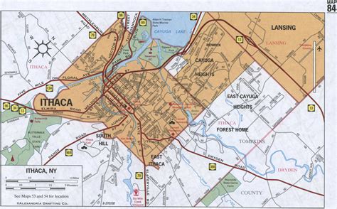 Map of Ithaca, NY. Street map of Ithaca city. Road map of Ithaca USA - us