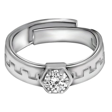 Buy GIVA 925 Sterling Silver Classic Silver Zircon Ring For Him ...