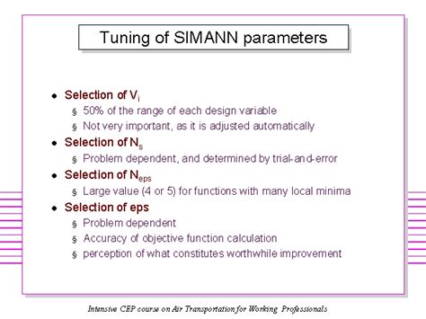 Tuning of SIMANN parameters