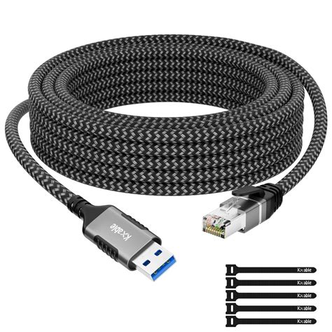 USB to Ethernet Cable 50 FT, 3.0 A Male to RJ45 Male Cord, Directly ...