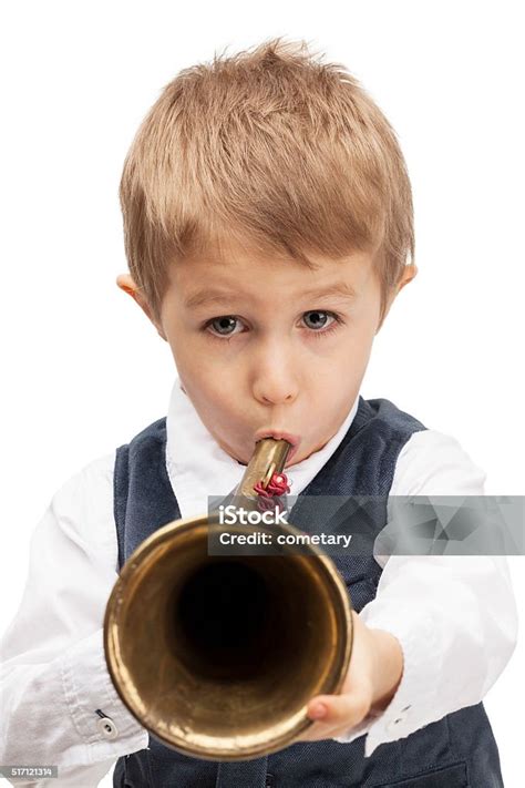 Playing Bugle Child Stock Photo - Download Image Now - 4-5 Years, Arts ...