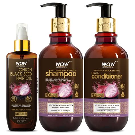 WOW Skin Science Onion Black Seed Oil Hair Care Kit (Shampoo + Hair Conditioner + Hair Oil)-650 ml