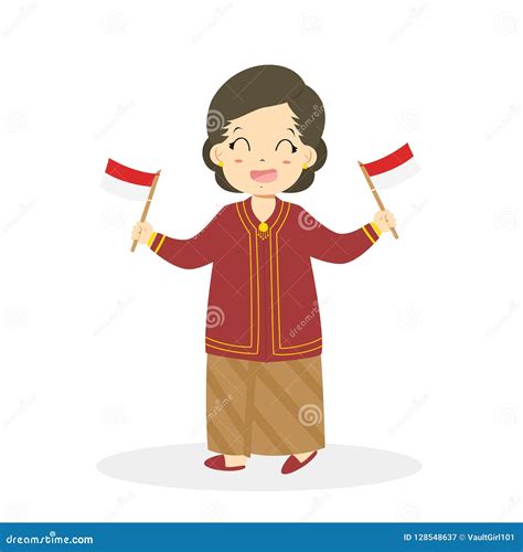 Indonesian Girl Wearing West Javanese Traditional Vector Stock Vector ...