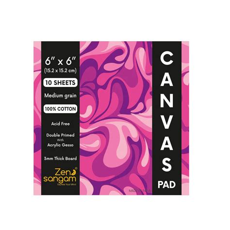 ZEN SANGAM ARTISTS' 6X6 CANVAS PAD - 100% COTTON / PREMIUM CANVAS PAD ...