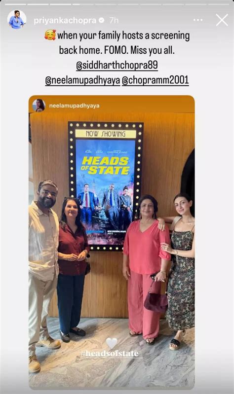 Priyanka Chopra gets ‘FOMO’ as family hosts ‘Heads of State’ screening ...