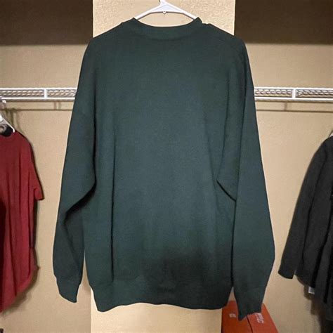 Fruit of the Loom Men's Green and Yellow Jumper | Depop