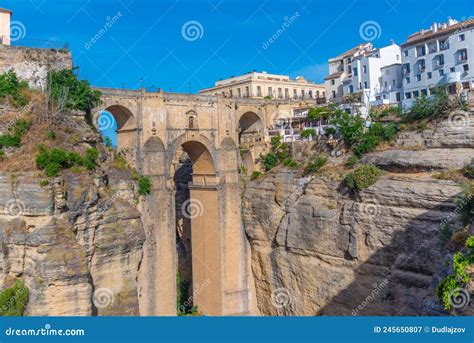 Puente Nuevo Bridge in Spanish Town Ronda. Stock Image - Image of ...