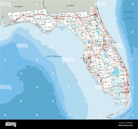 High detailed Florida road map with labeling Stock Vector Image & Art ...