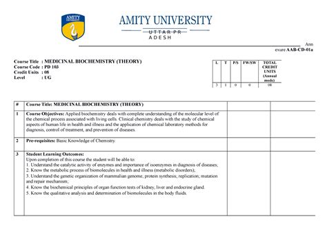 New Syllabus of pharmd first year - Ann exure AAB-CD-01a Course Title ...