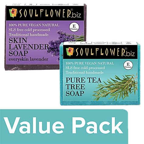 Buy Soulflower Lavender Soap + Pure Tea Tree Soap each of 150g Online ...