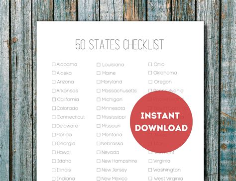 Lista Imprimible De Los 50 Estados