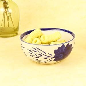 Buy Green Route Indigo Floral Ceramic Bowl Handmade Dip Chutney Bowl ...