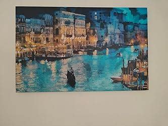 Inephos Cotton and Wood Night Venice Framed Painting, Multicolour ...