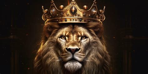 Lion king in a golden crown on a dark background with . 23847389 Stock ...