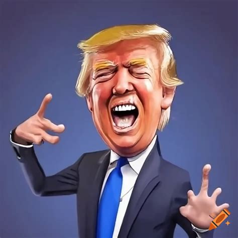 Cartoon of a cheerful Donald Trump laughing out loud on Craiyon