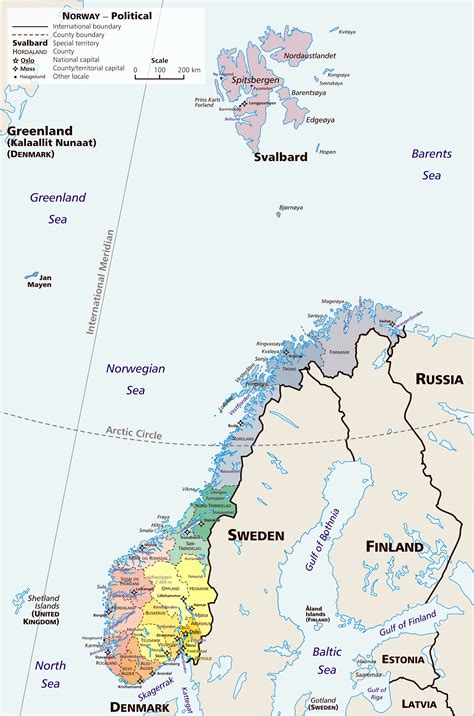 Large detailed political and administrative map of Norway with major cities | Norway | Europe ...