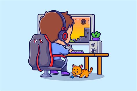 Image result for Play Computer Games Cartoon