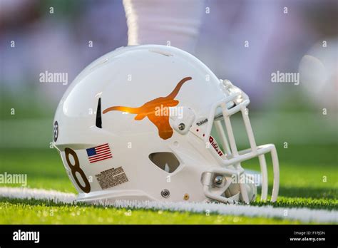 September 5, 2015: Texas Longhorn Football Helmet. Reagan Lunn/CSM ...