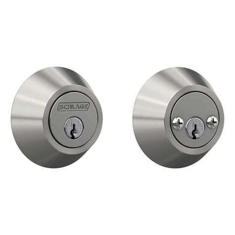 Home Front by Schlage Satin Stainless Steel Double Cylinder Deadbolt ...