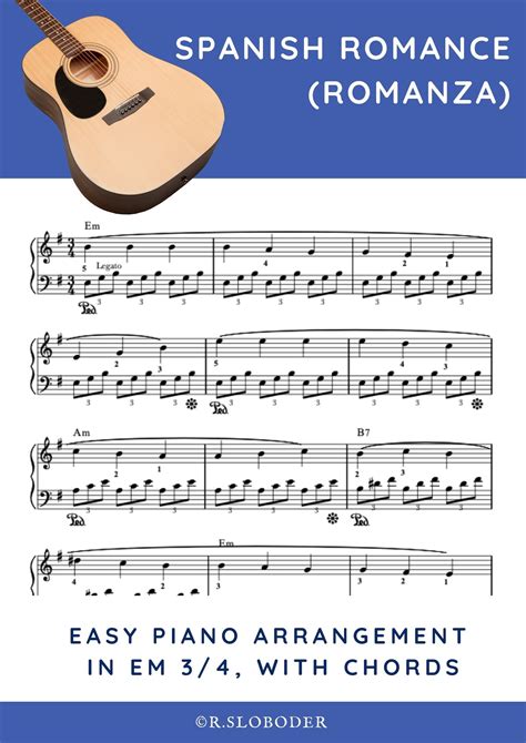 Spanish Romance (romanza). Easy Piano Sheet Music - Etsy