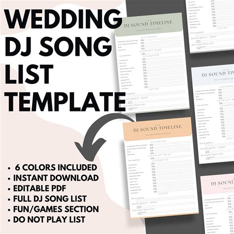 Wedding DJ Timeline Template, DJ Wedding Music Planning Guide, Wedding ...