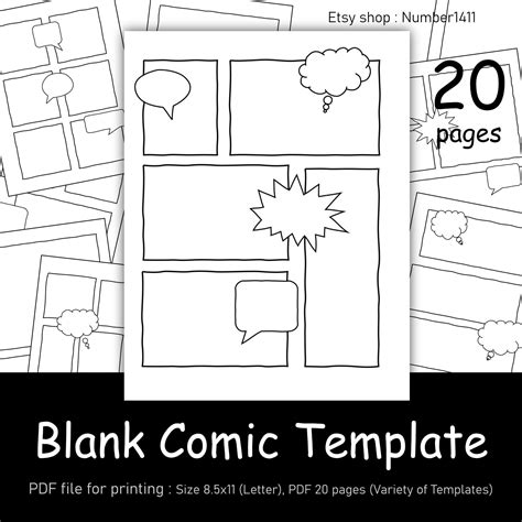 Blank Comic Template Cartoon Template Comic Strip Comic | Etsy in 2022 ...