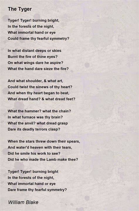 The Tyger Poem by William Blake - Poem Hunter