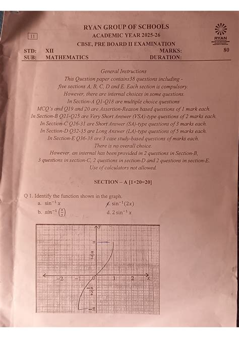 STD: XII CBSE Pre Board II Mathematics Exam Paper - Studocu