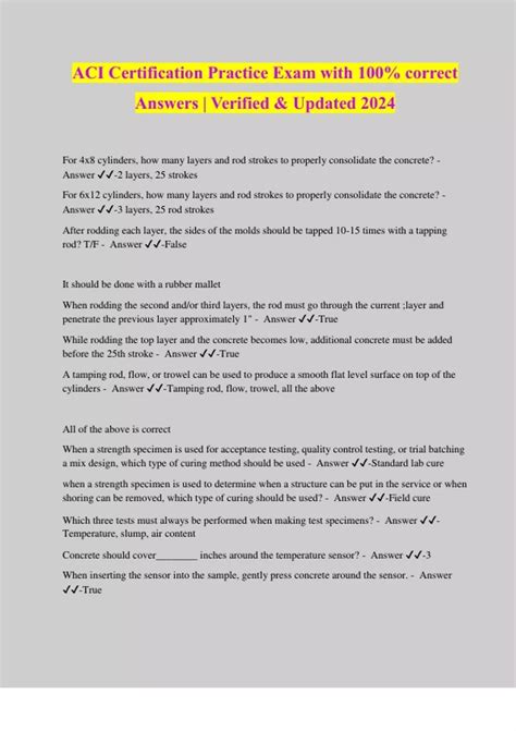 ACI Certification Practice Exam with 100% correct Answers | Verified ...