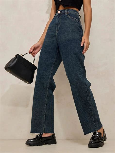 Shop Women's Navy Blue High Jeans | Showoffff