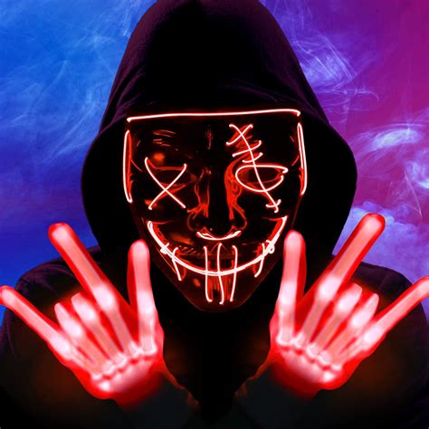 Buy Halloween Led Mask Skeleton Gloves Set 3 Modes Light Up Scary Mask ...