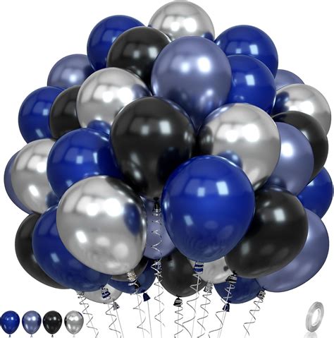 Amazon.com: Blue and Black Balloons, Navy Blue and Silver Balloons ...