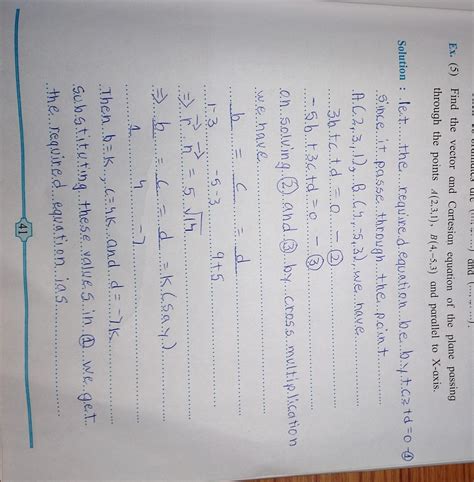 Find the vector and cartesian equation of the plane passing through the ...