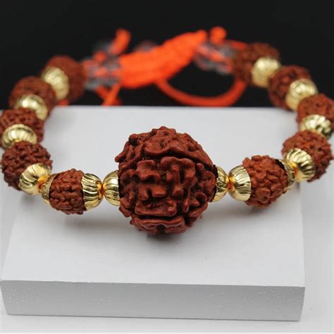 Natural 5 Mukhi Gold Cap Rudraksha Bracelet – dharmsaar