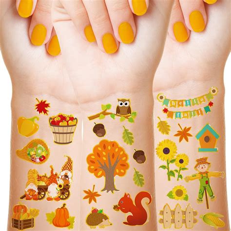 Buy 288 Pieces 48 Styles Fall Temporary Tattoos for Kids Autumn ...