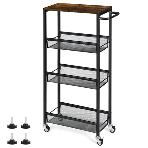 Buy 4 Tier Slim Storage Cart, Narrow Shelving Unit for Small Space ...