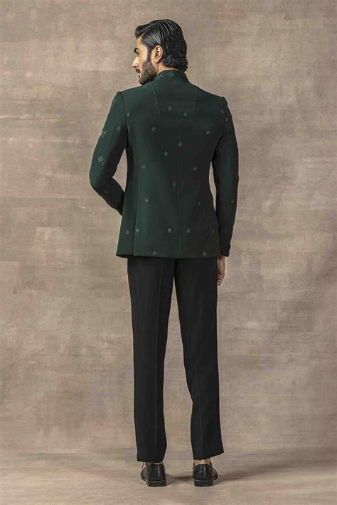 Dark Green Bandhgala Set – Sarab Khanijou