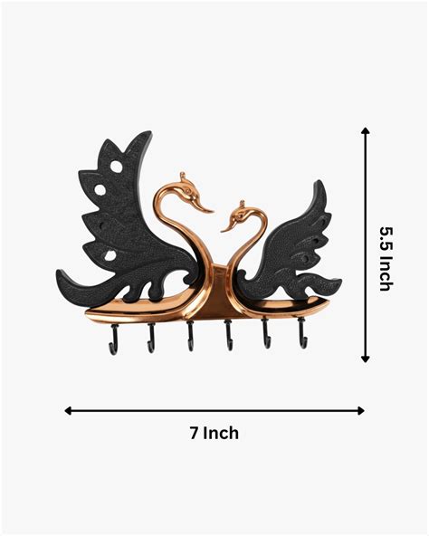 Decorative Swan Metal Wall Key Holder with Hooks – Elegant Key ...