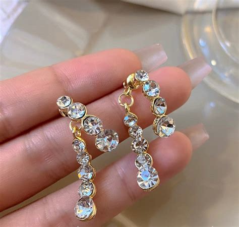 ZIRCON DROP KOREAN EARRINGS