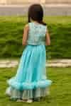 Buy Blue Polyester Blend Embroidered Lehenga Set For Girls by Fairies ...