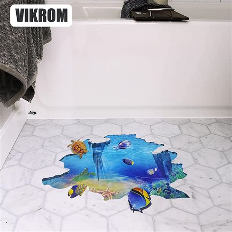3d Floor Stickers Ocean Bathroom Decor, Under Water Floor Decal 3d ...