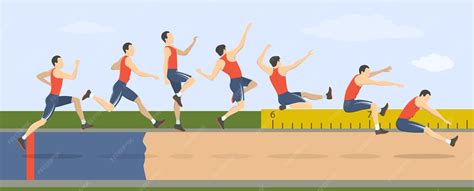 走り幅跳びのイラスト男は三段跳びの方法を示しています | 無料のベクター