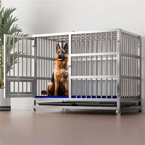 Amazon | EIIEL 大型ステンレススチールドッグクレート XL 43インチ 犬小屋ケージとベビーサークル 大型犬の訓練用 屋内 屋外 ...