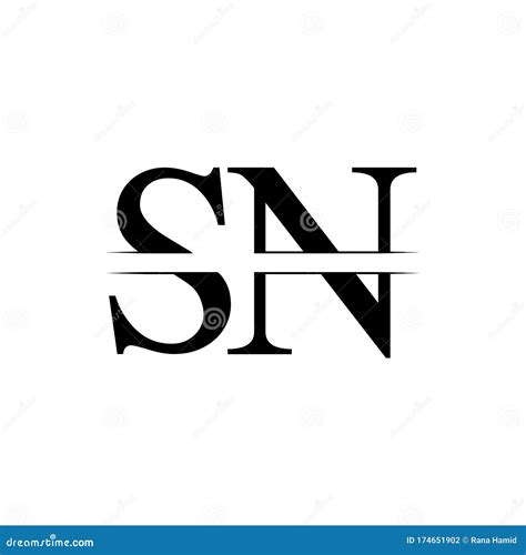 Initial Letter SN Logotype Company Name Blue Circle and Swoosh Design ...