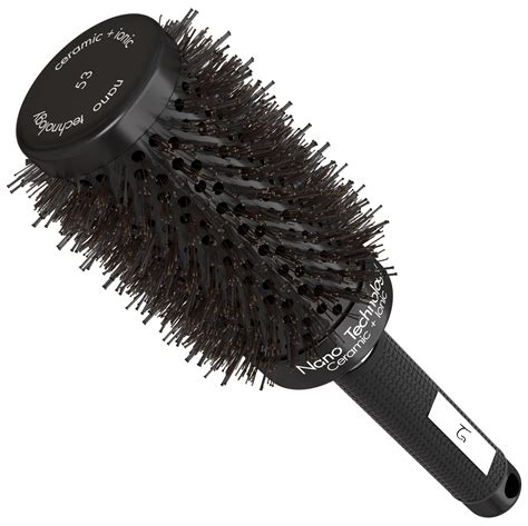 Large Round Brush for Blow Drying with Natural Boar Bristle | Nano ...