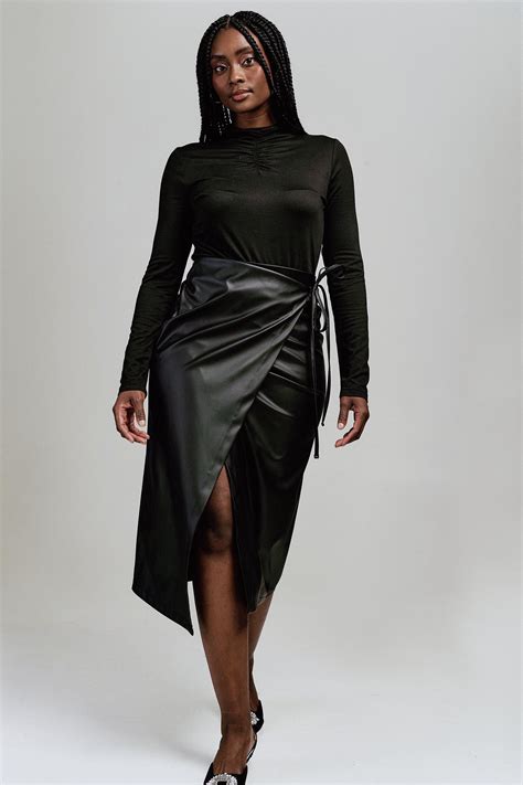Pleather Wrap Skirt