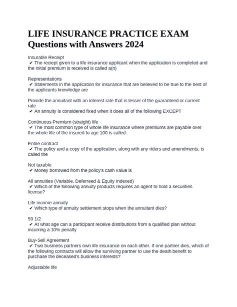 Life Insurance Practice Exam 的图像结果