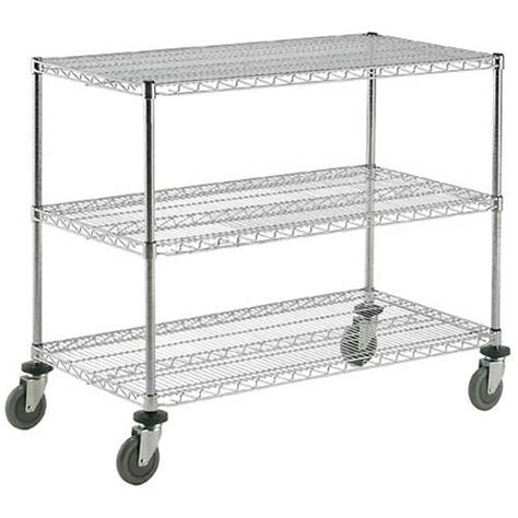 Nexel Adjustable Chrome Wire Shelf Cart, 3 Shelves, 800 Lb. Capacity ...